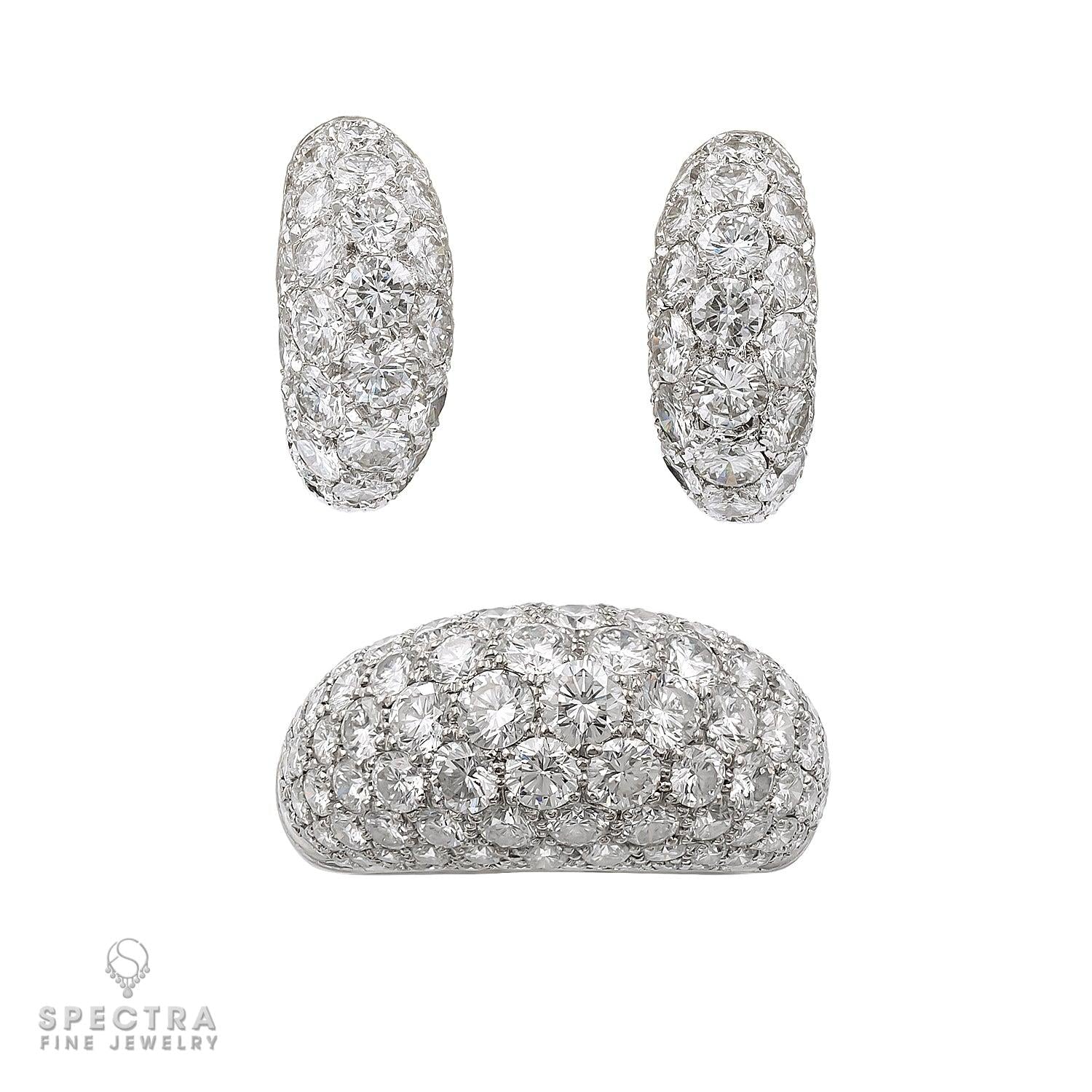 Van Cleef & Arpels 18k White Gold Diamond Dome Set