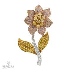 Van Cleef & Arpels Fleur Colored Diamond Brooch, c.1990