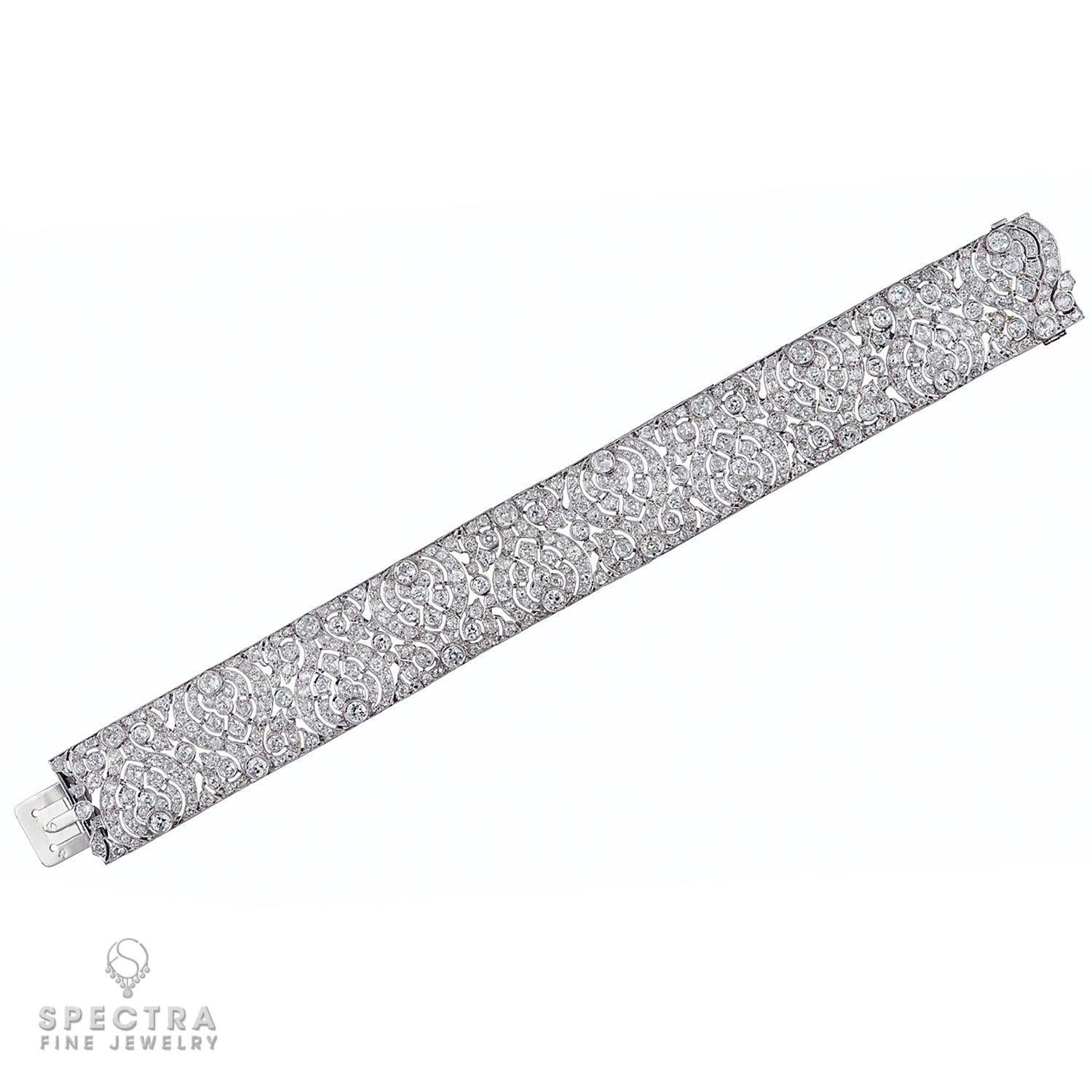 Vintage French Art Deco Articulated Diamond Bracelet