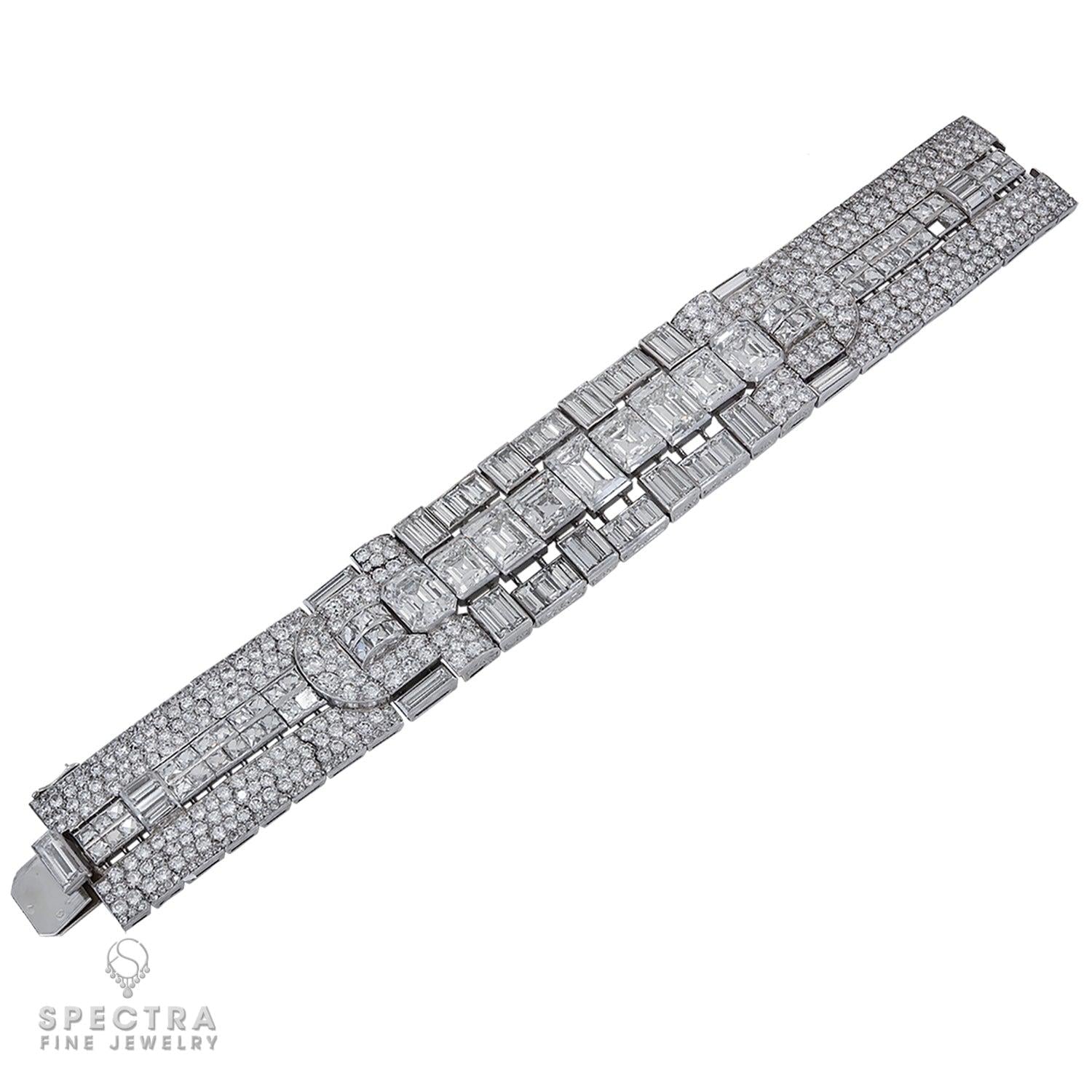 Vintage French Deco Diamond Articulated Bracelet