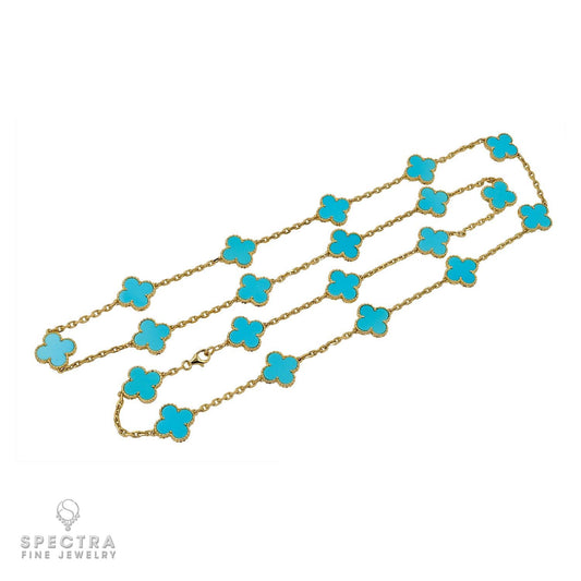 Vintage Van Cleef & Arpels Turquoise Alhambra Necklace