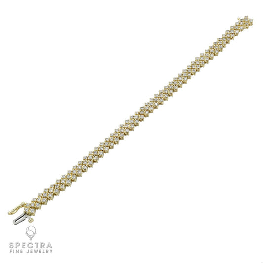 4.05 ct Three-Row Diamond Tennis Bracelet in 14K Yellow Gold – Contemporary Fine Jewelry
