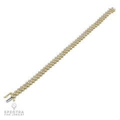 4.05 ct Three-Row Diamond Tennis Bracelet in 14K Yellow Gold – Contemporary