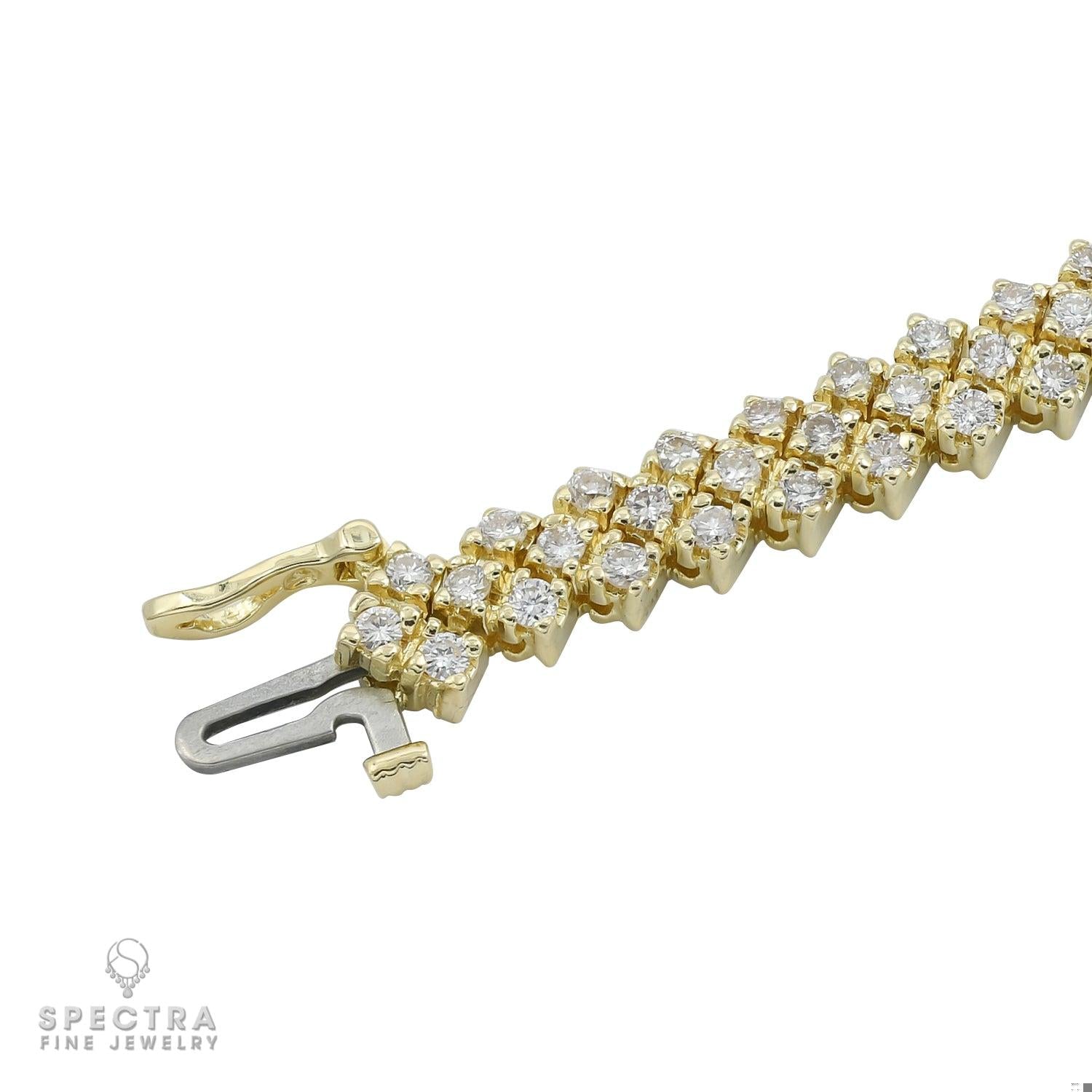 4.05 ct Three-Row Diamond Tennis Bracelet in 14K Yellow Gold – Contemporary Fine Jewelry