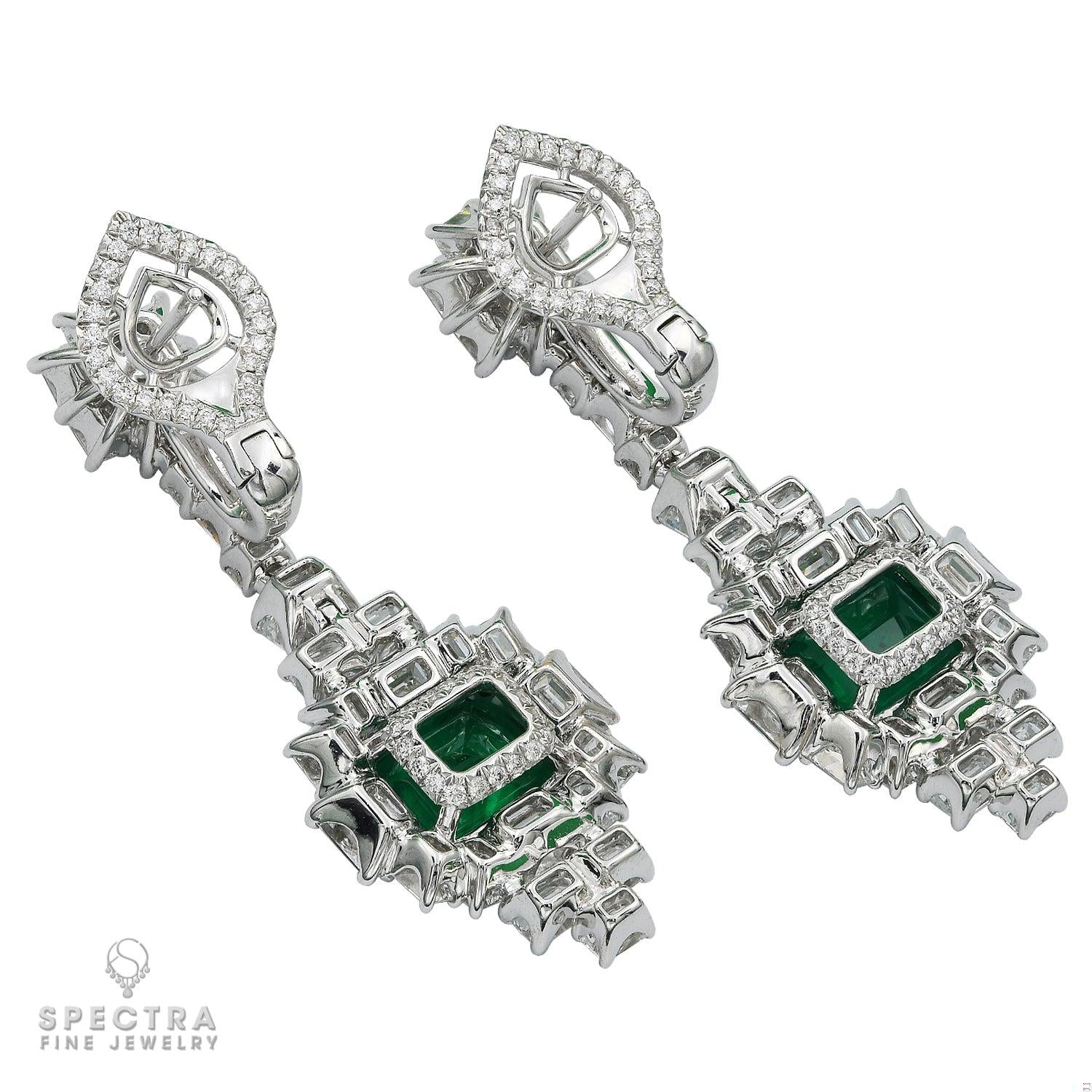 Zambian Emerald & Diamond 4-Piece Suite in 18K White Gold