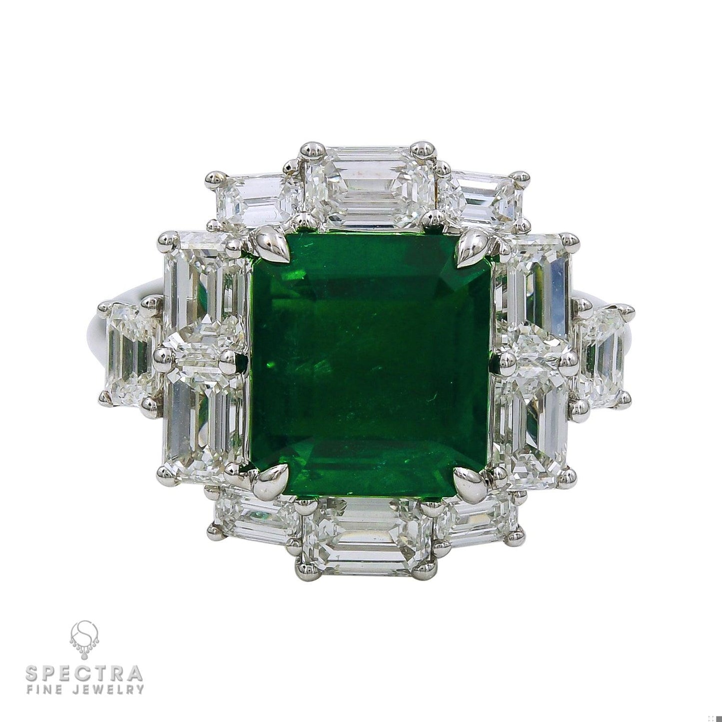 Zambian Emerald & Diamond 4-Piece Suite in 18K White Gold