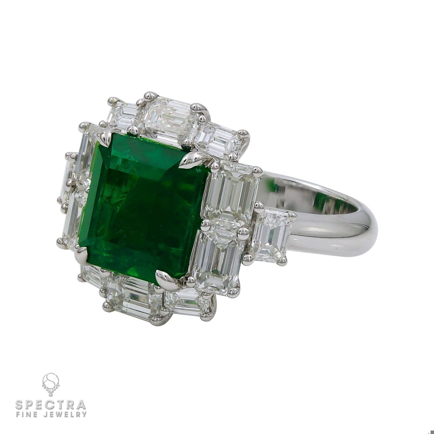 Zambian Emerald & Diamond 4-Piece Suite in 18K White Gold