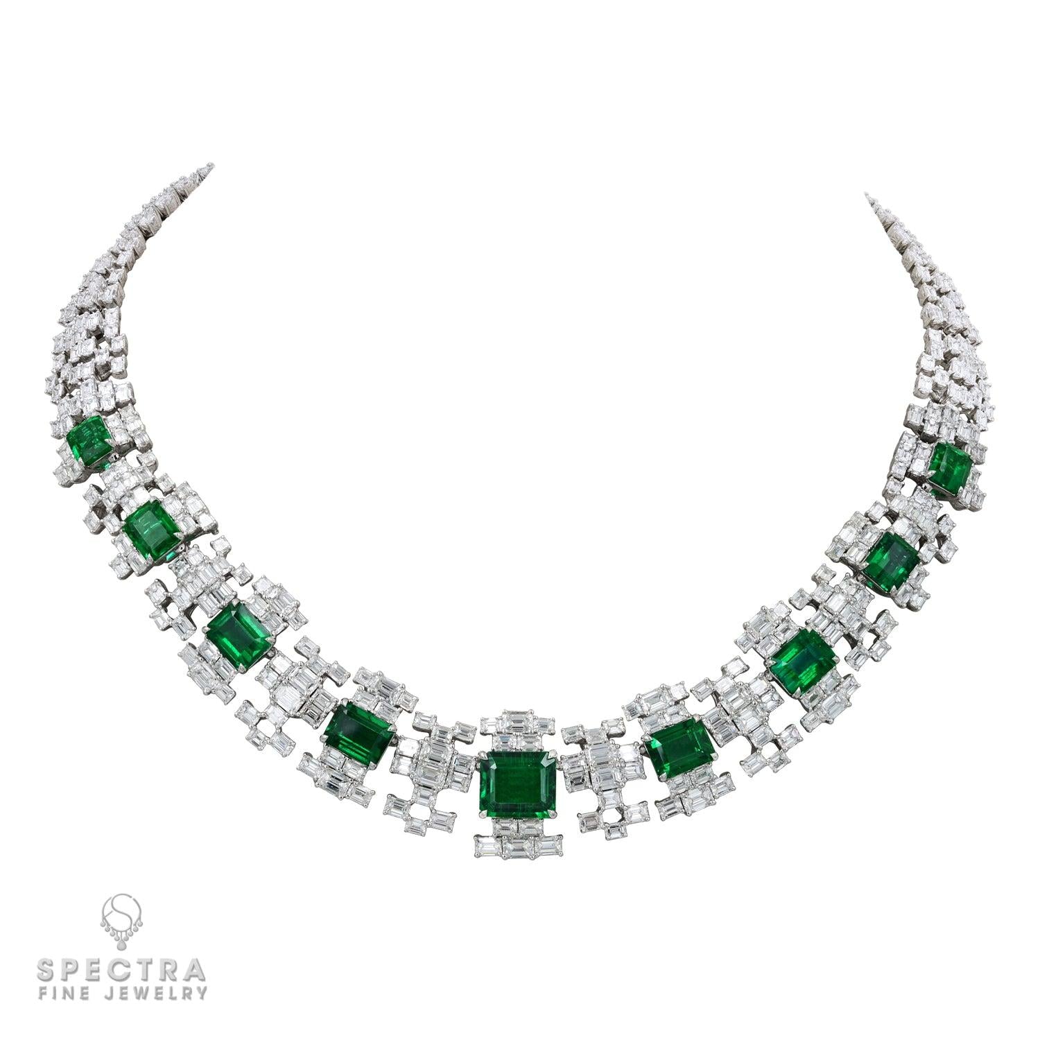 Zambian Emerald & Diamond 4-Piece Suite in 18K White Gold