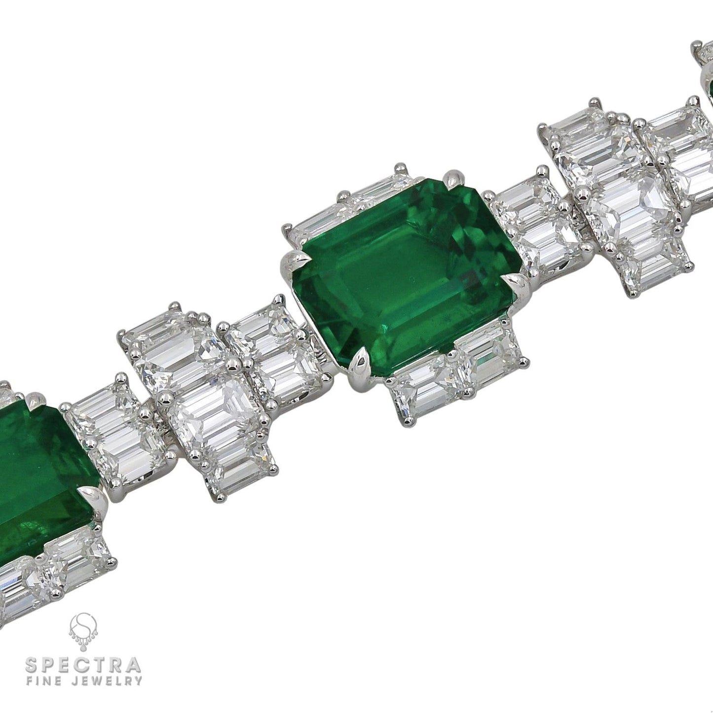 Zambian Emerald & Diamond 4-Piece Suite in 18K White Gold