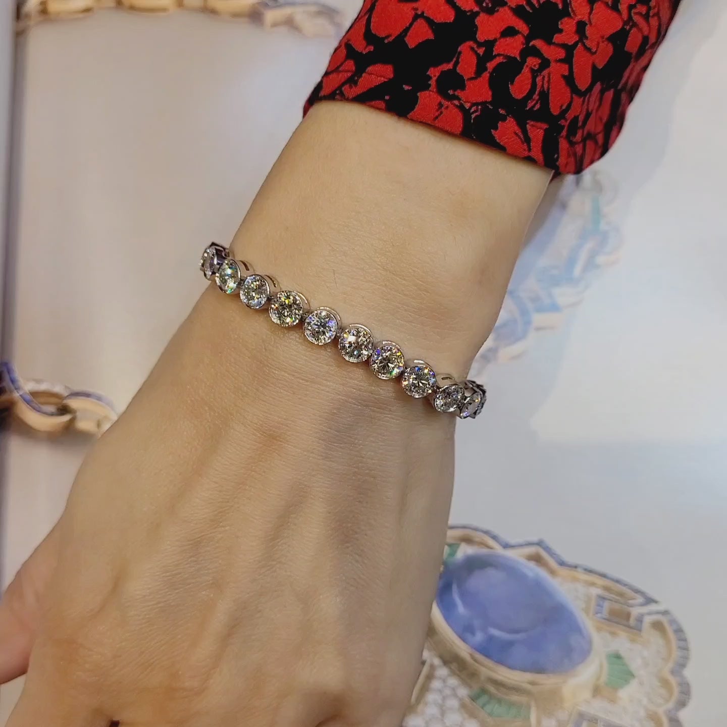 15.6 ct Spectra Diamond Bezel Platinum Tennis Bracelet – Fine Jewelry