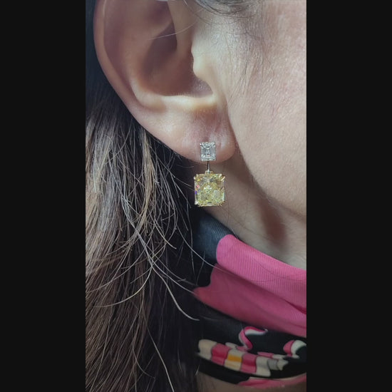 Spectra Fine Jewelry, GIA Certified Fancy Yellow & White Diamond Earrings