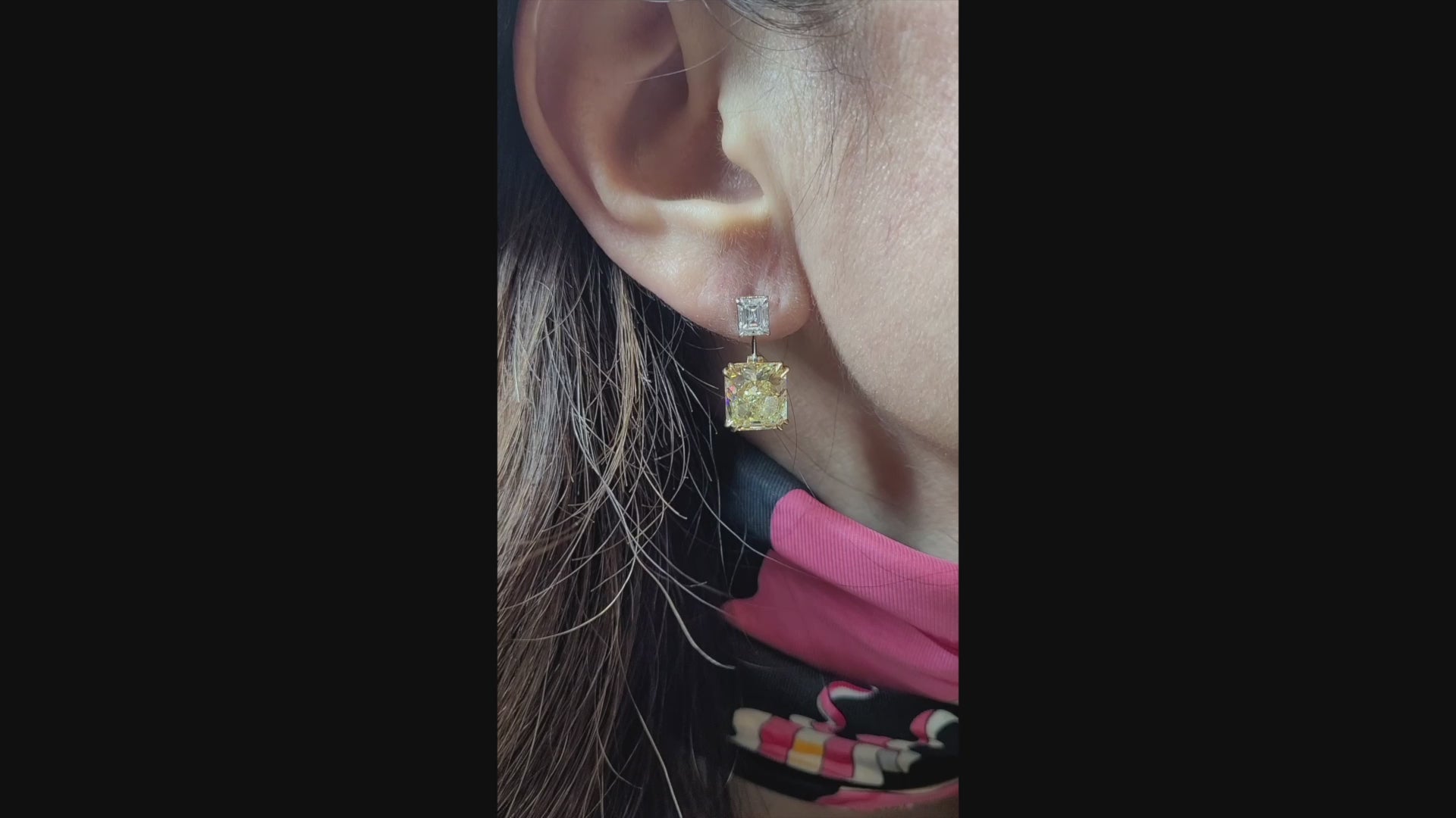 Spectra Fine Jewelry, GIA Certified Fancy Yellow & White Diamond Earrings