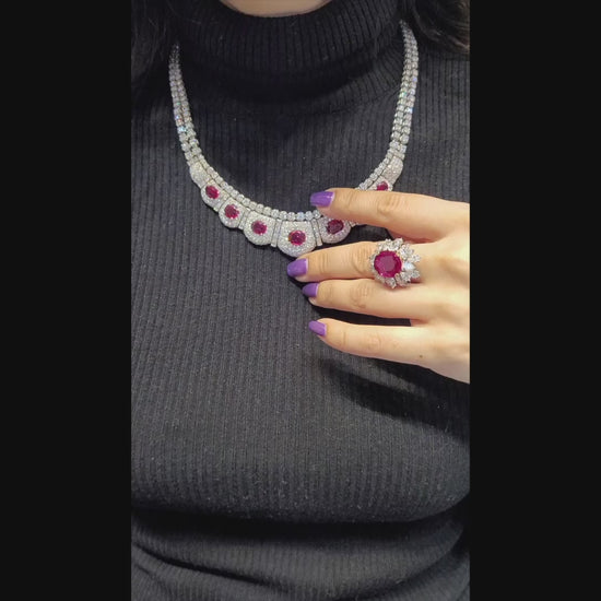 Ruby and Diamond Necklace in Platinum