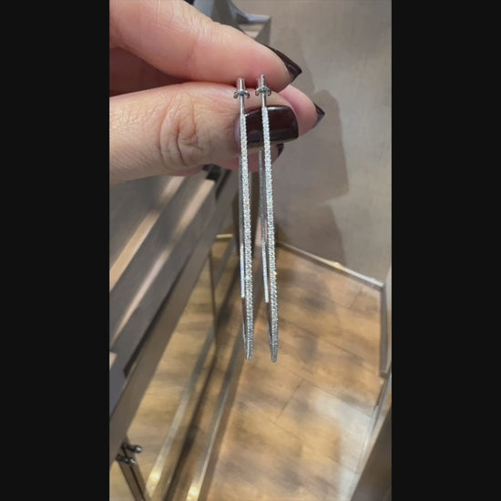18k White Gold and Diamond Hoop Earrings