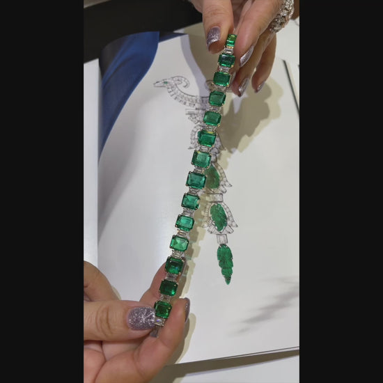 Spectra Fine Jewelry Emerald Diamond Riviere Bracelet