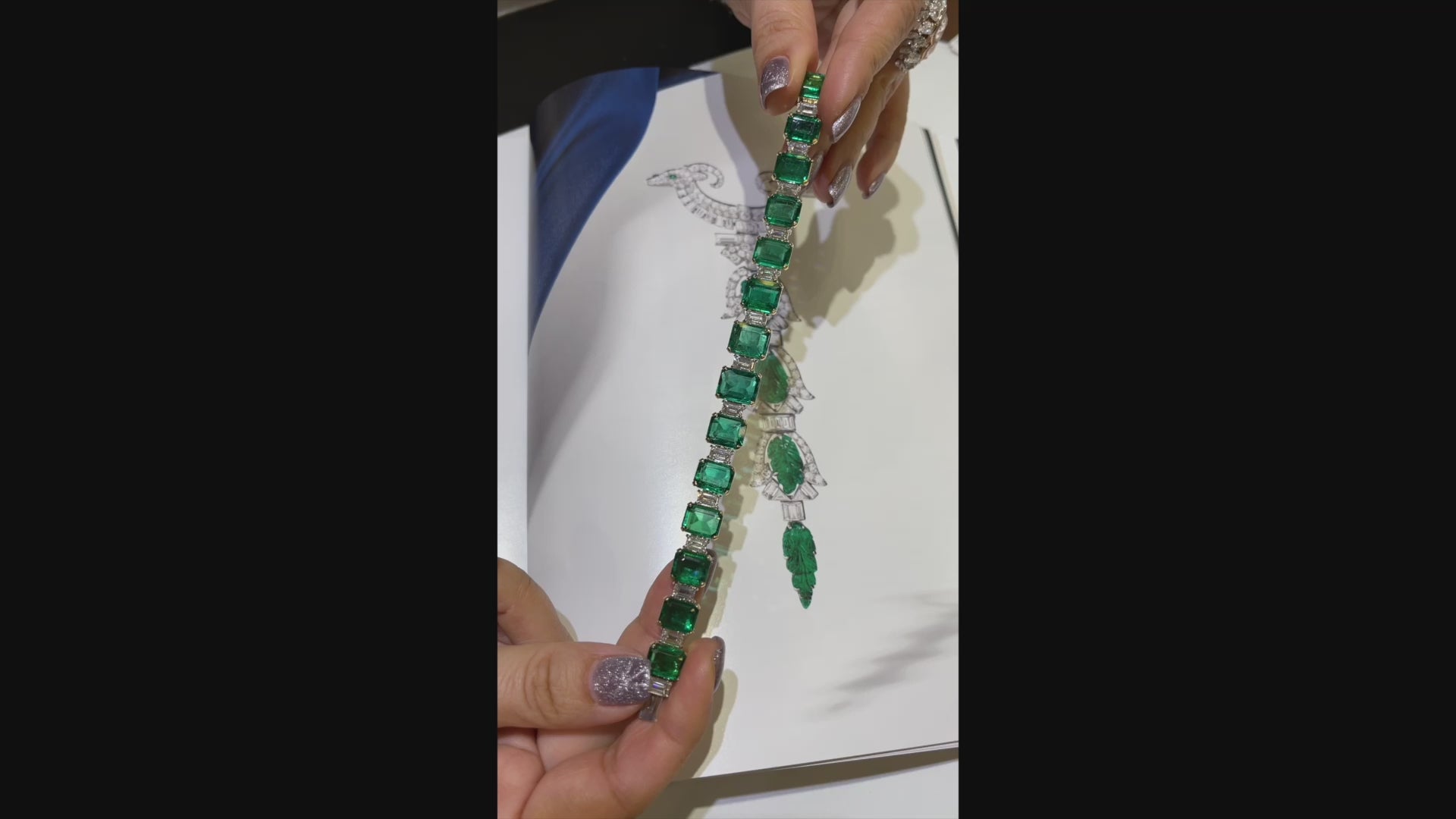 Spectra Fine Jewelry Emerald Diamond Riviere Bracelet