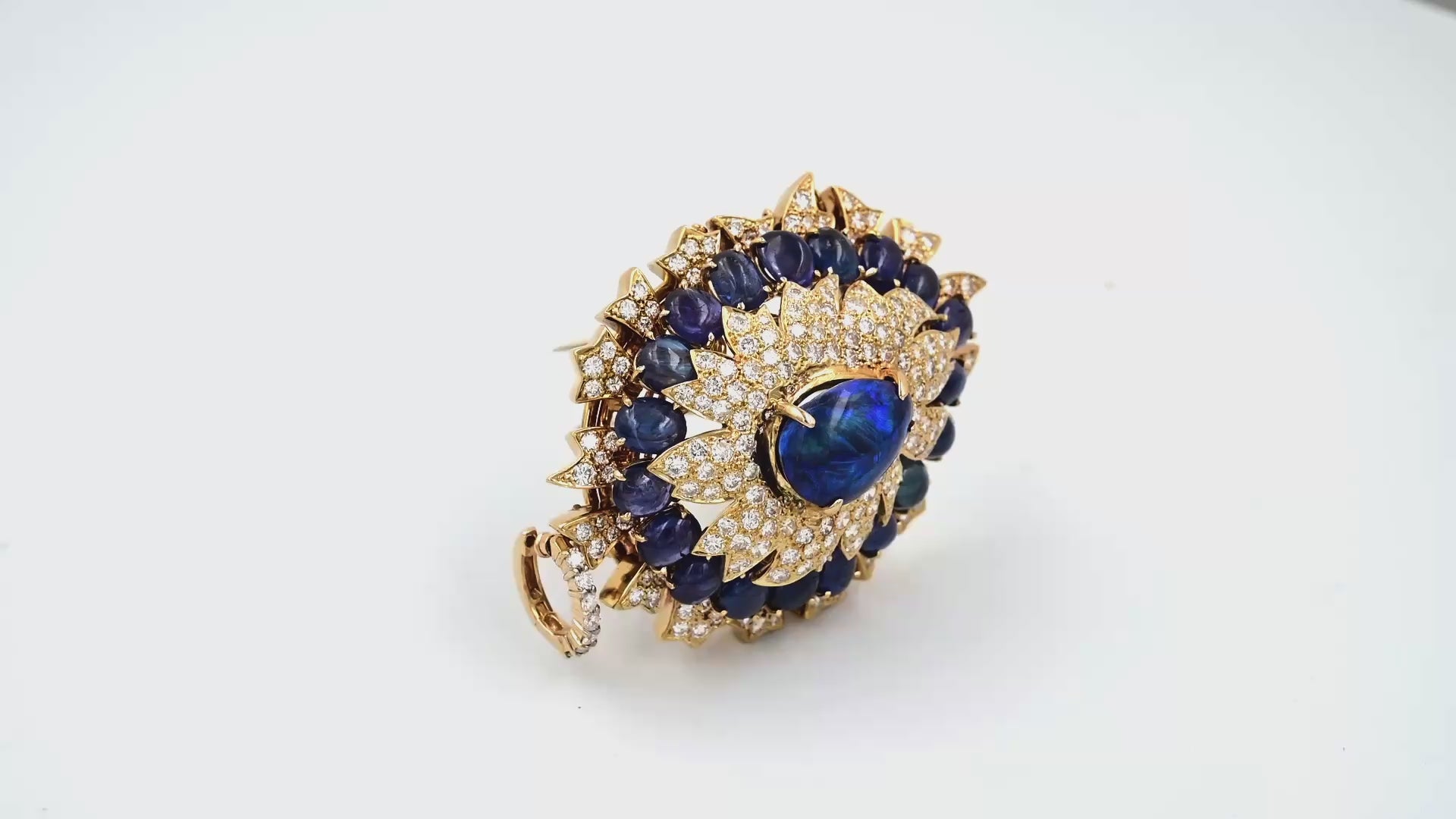 Exquisite David Webb Opal, Diamond, and Sapphire Pendant
