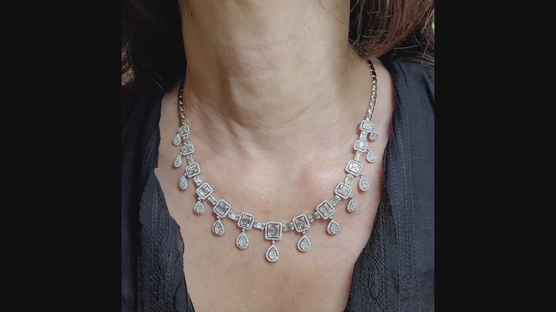 Spectra Fine Jewelry Invisibly-set Diamond Fringe Collar Necklace