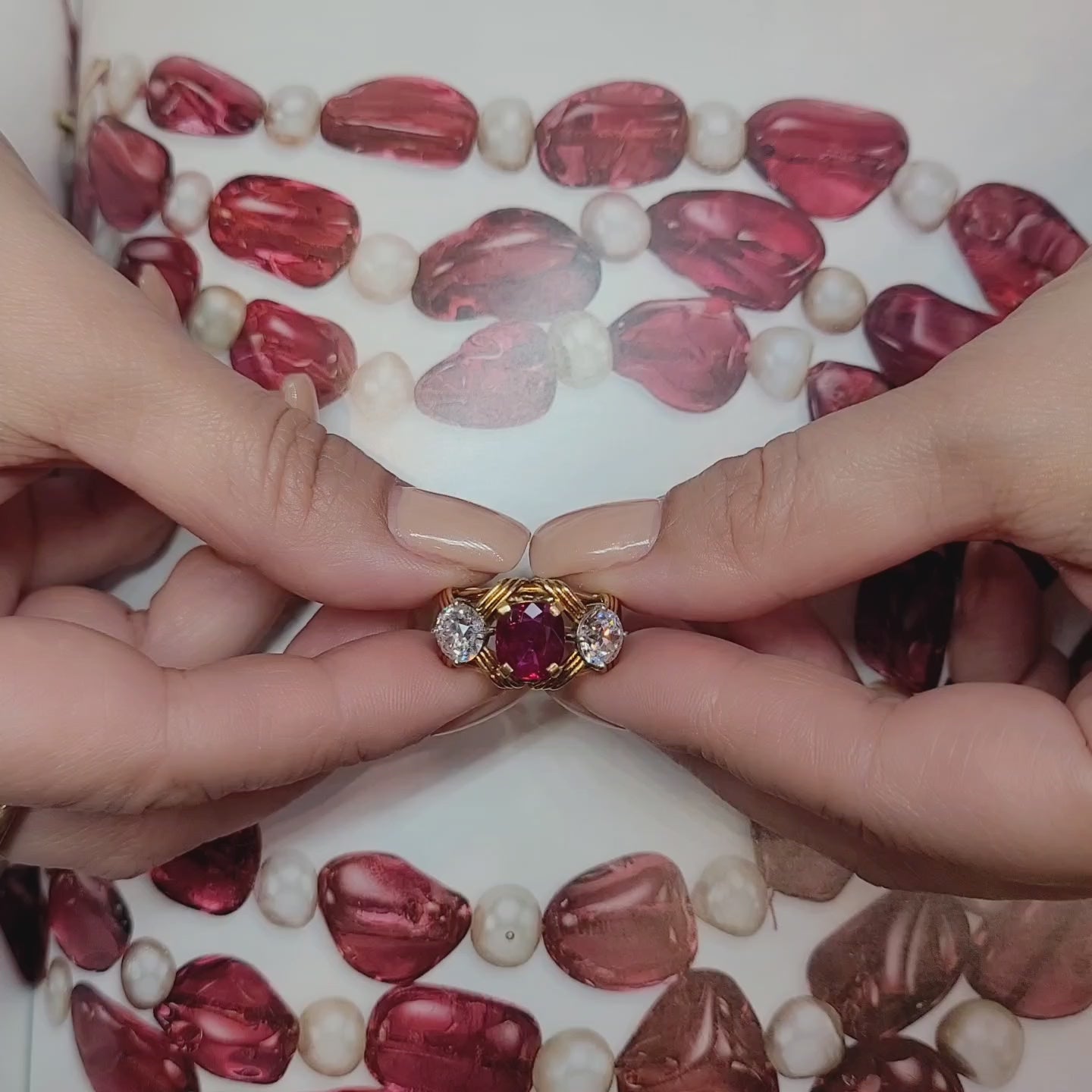 Tiffany & Co. Schlumberger 2.35ct Burma Ruby & Diamond Ring, 18k Yellow Gold