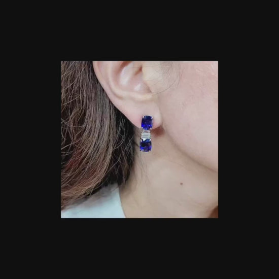 Spectra Fine Jewelry 16.38 cts. Ceylon Sapphire Diamond Earrings