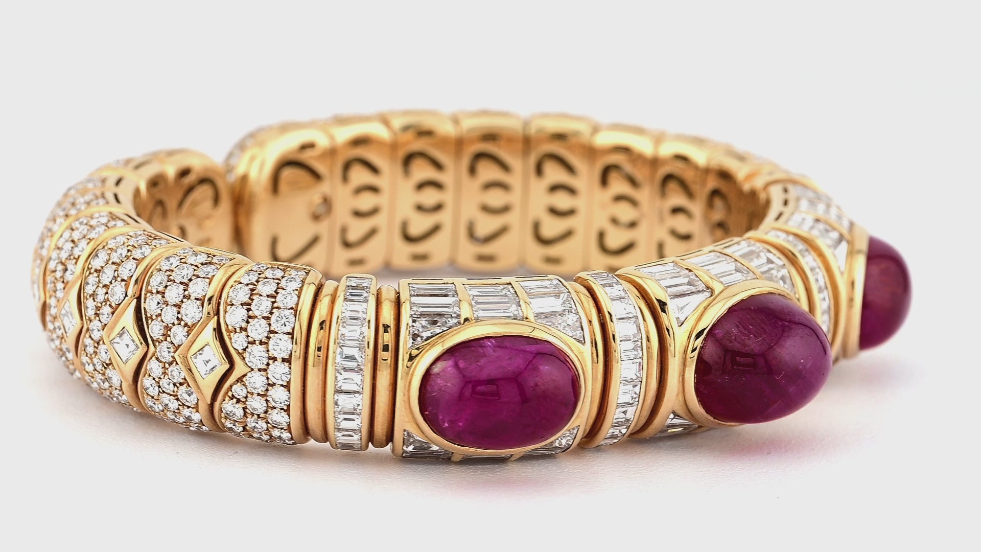 Bulgari 33.86 ct Ruby & Diamond Bracelet in 18K Gold – Signed Estate
