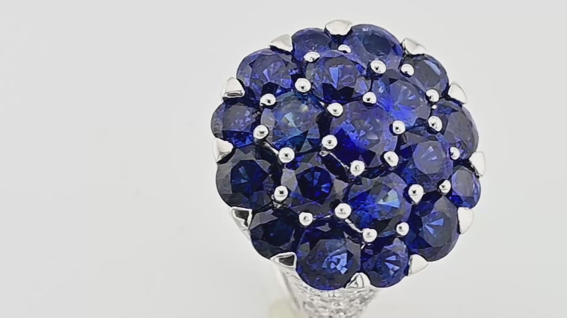 Graff 16.25ct Sapphire 3.91ct Diamond Dome Cocktail Ring 18K White Gold