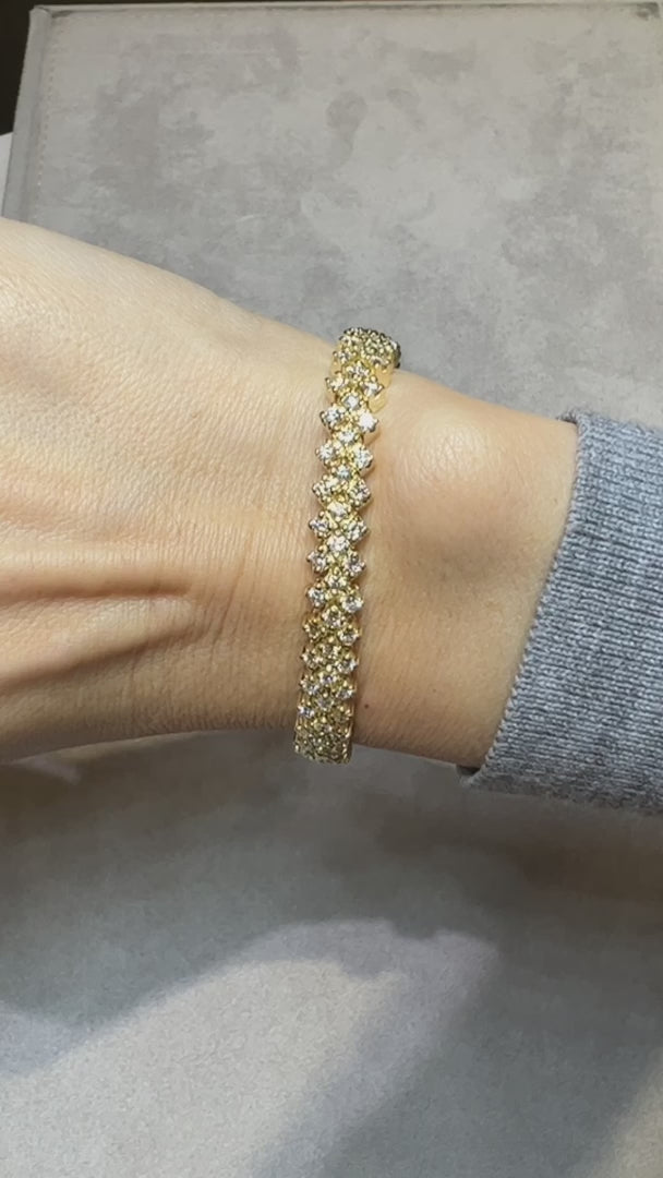 4.05 ct Three-Row Diamond Tennis Bracelet in 14K Yellow Gold – Contemporary Fine Jewelry
