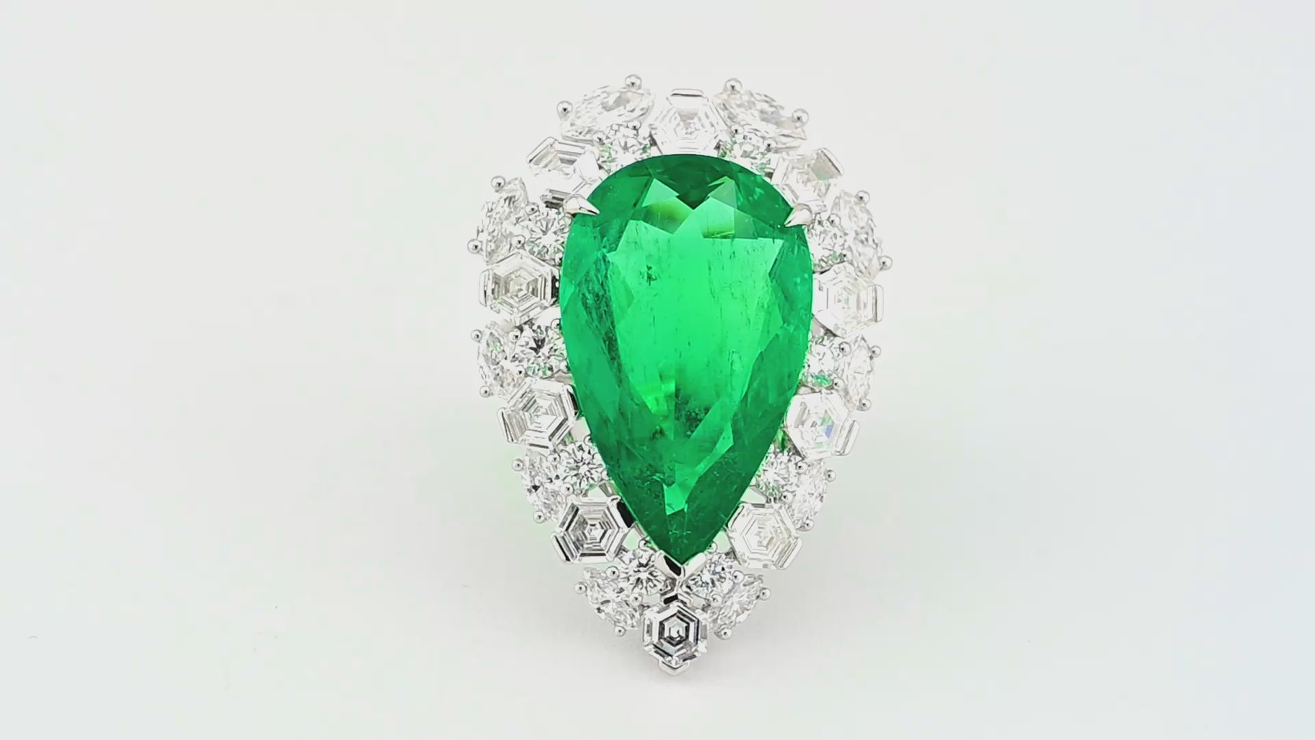 Spectra 14.44ct Pear-Shaped Colombian Emerald Statement Ring