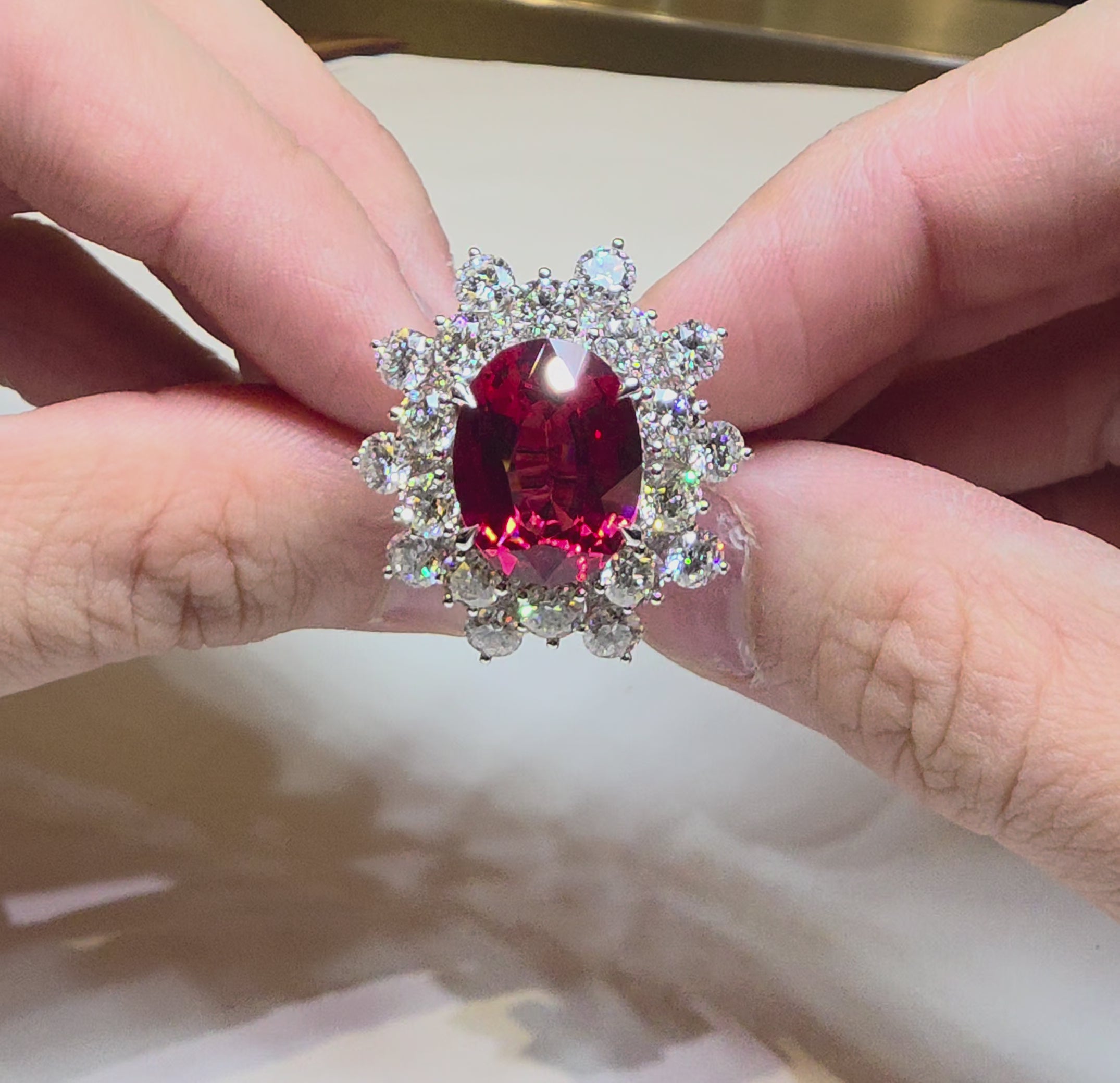 10.48ct Tanzania Red Spinel & 7.30ct Diamond Ring | Spectra Fine Jewelry