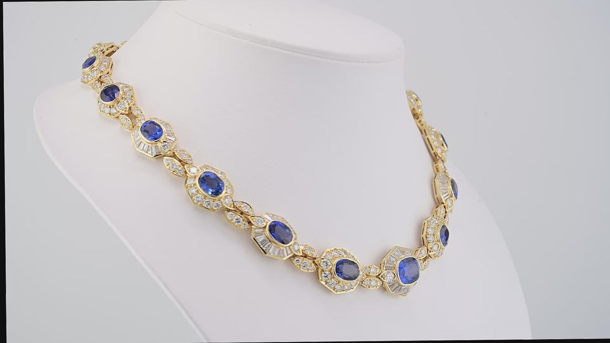 Van Cleef & Arpels Ceylon Sapphire and Diamond Yellow Gold Necklace