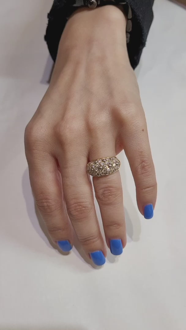 Signed Cartier Diamond and Pearl Ring in 18k Yellow Gold