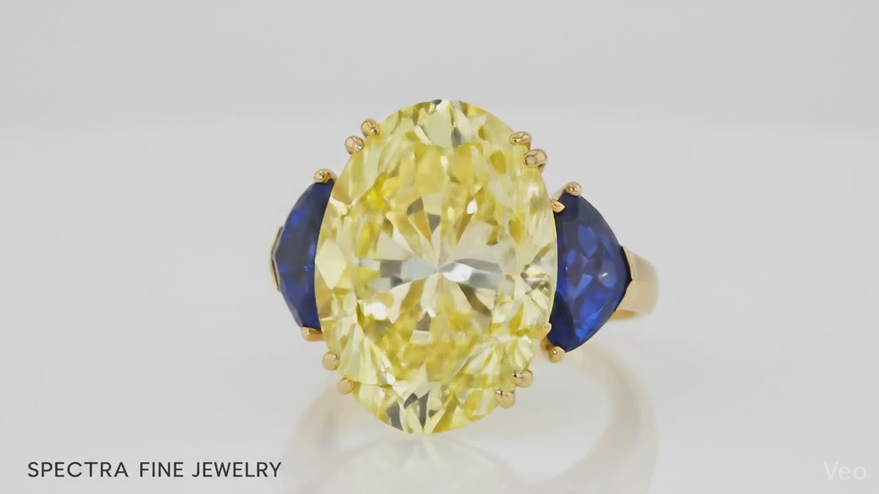 Chaumet 20.09ct Fancy Vivid Yellow Diamond & Sapphire Ring | GIA VVS1