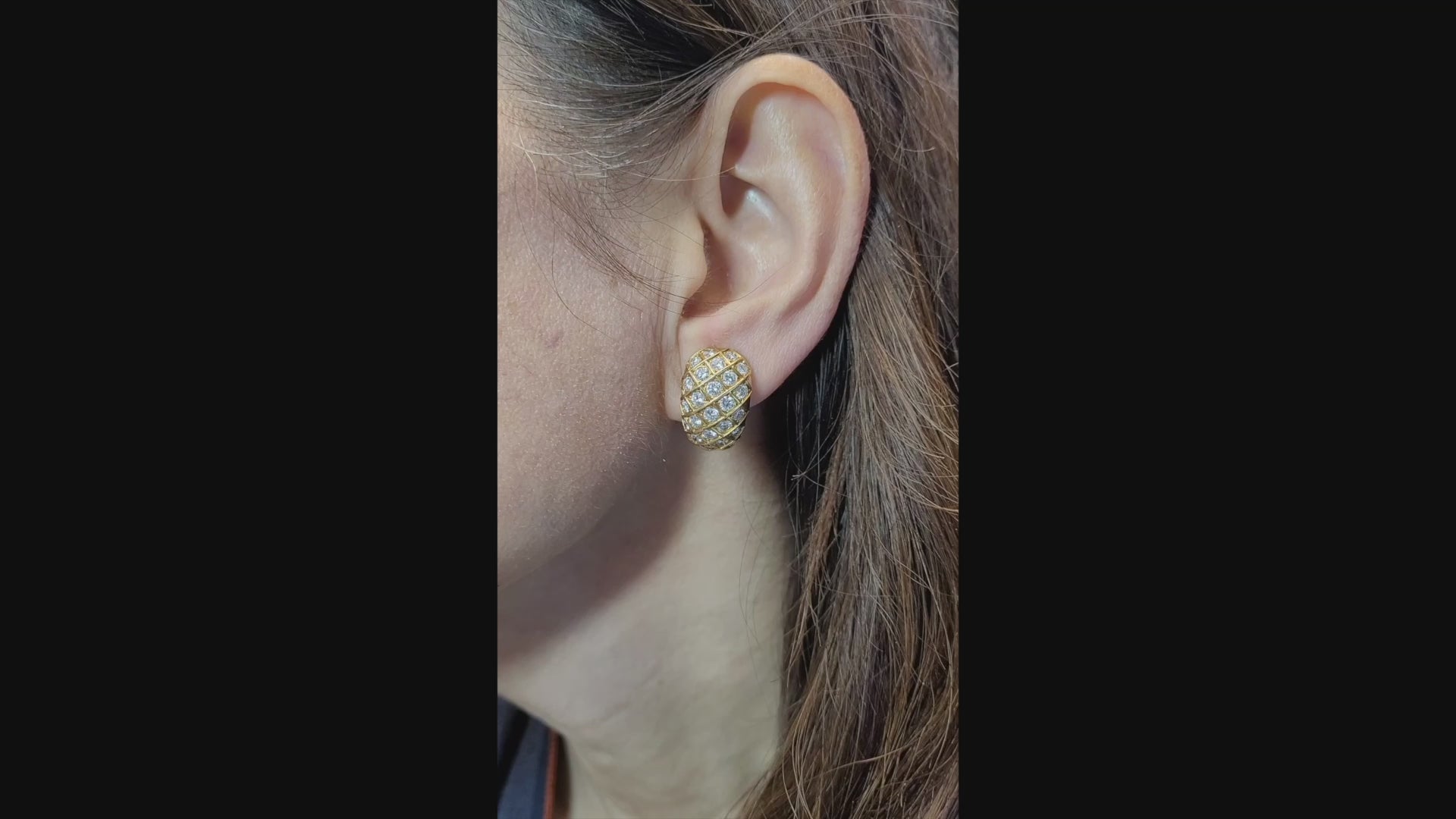Van Cleef & Arpels Vintage Diamond Crosshatch Button Earrings