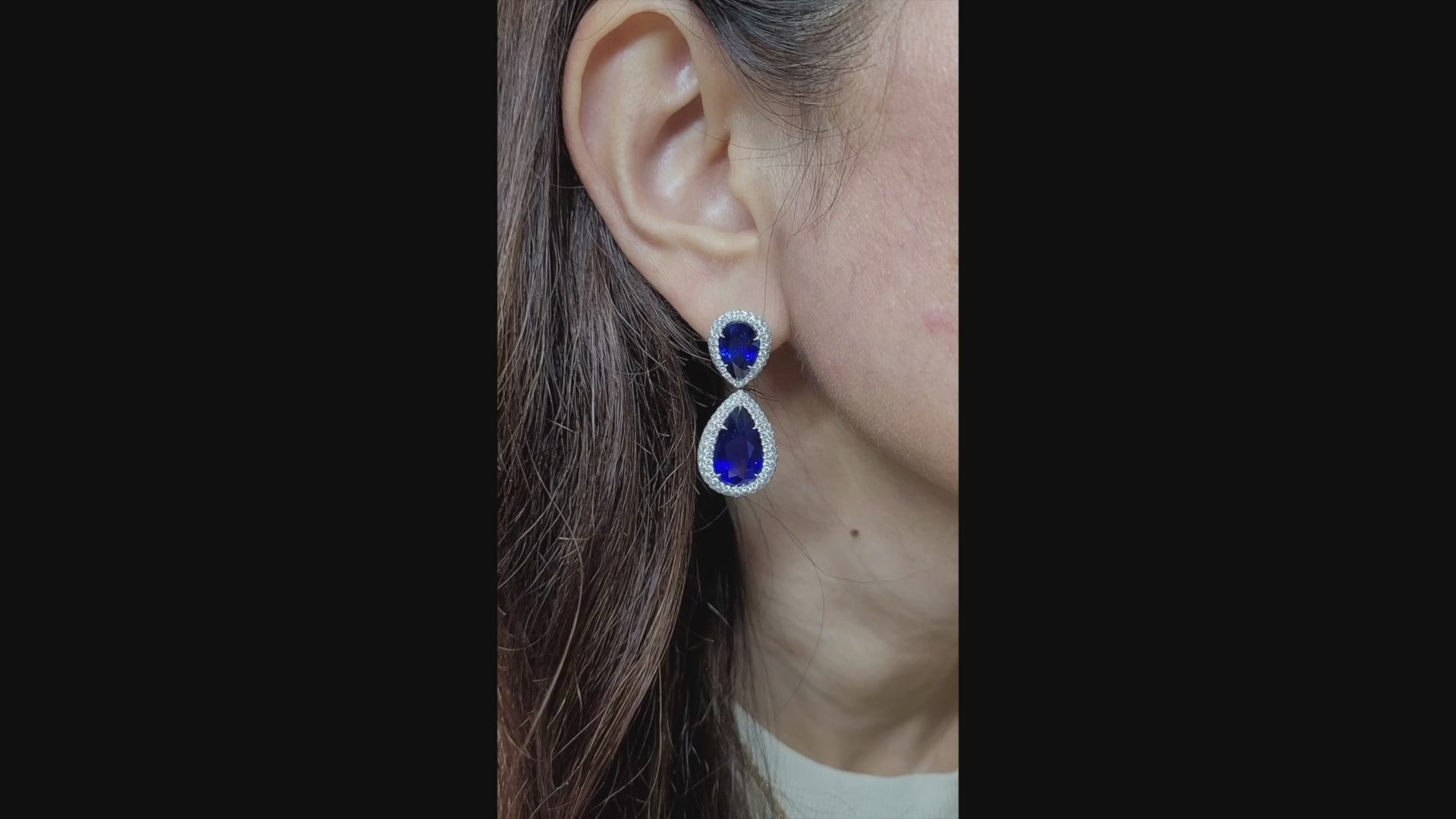 Spectra Fine Jewelry GRS Certified 28.52 Carat Sapphire Diamond Earrings