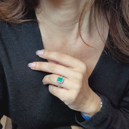 Spectra Fine Jewelry 1.47ct Colombian Emerald Diamond Ring