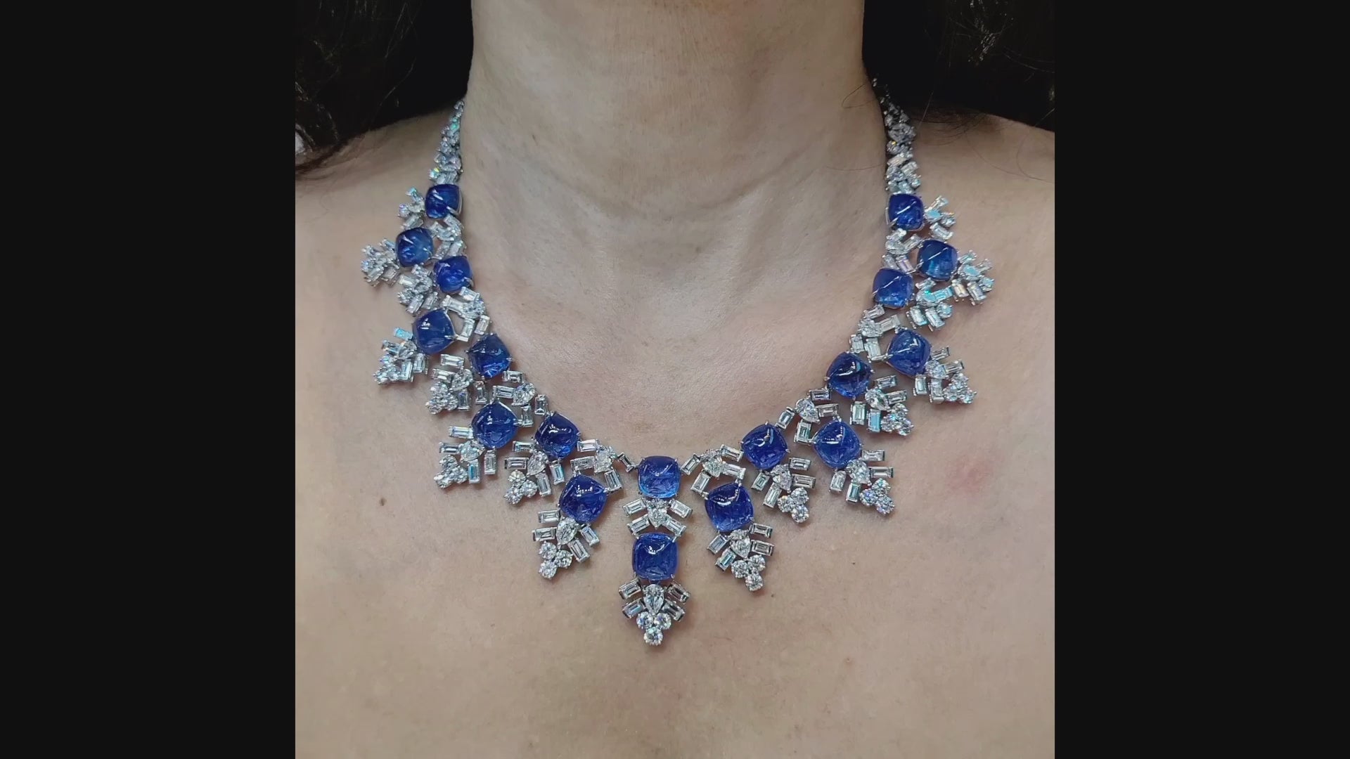 Harry Winston Jacques Timey Vintage Sapphire Diamond Bib Necklace