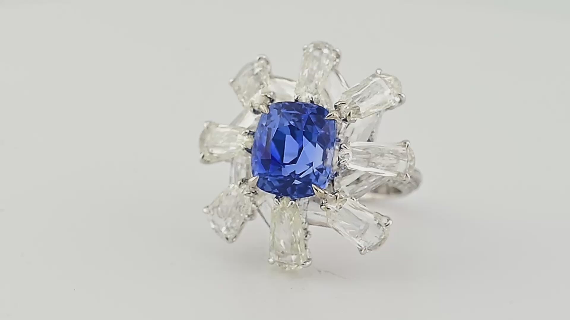 6.74ct Unheated Madagascar Blue Sapphire Diamond Ring