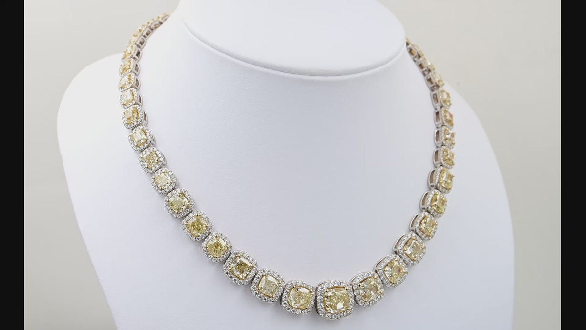 59.66cts Total Yellow & White Diamond Riviera Necklace