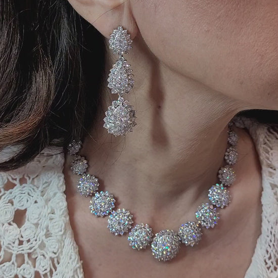 Demi Parure Suite with Diamond Pave Honeycomb Design