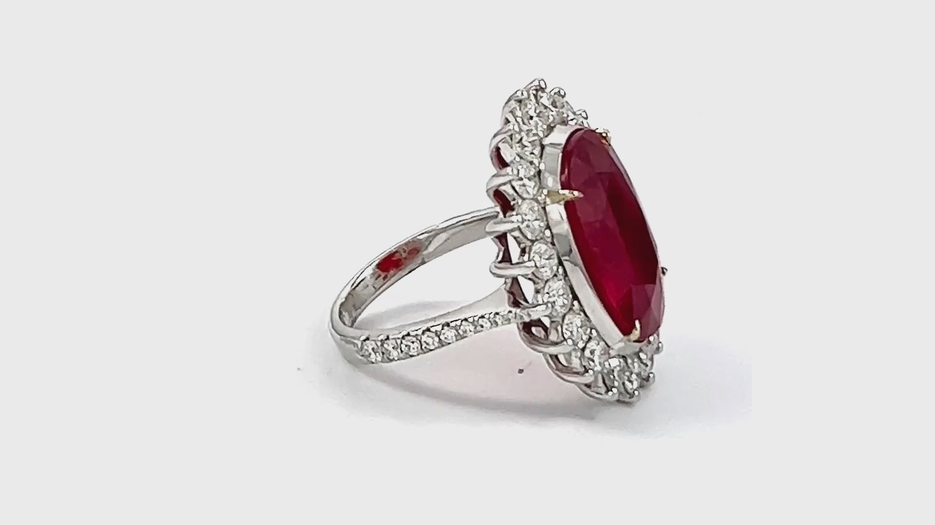 Spectra Fine Jewelry 12.63 ct. Oval Ruby Diamond Cocktail Ring