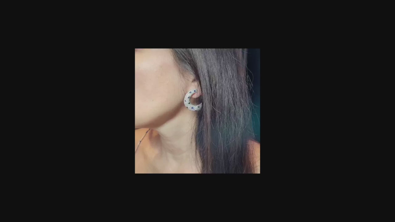Cartier 'Panthère' Sapphire and Diamond Ear Clips - Large