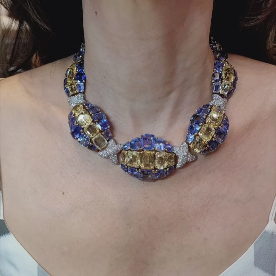 David Webb Contemporary Multi-colored Sapphire Collar Necklace
