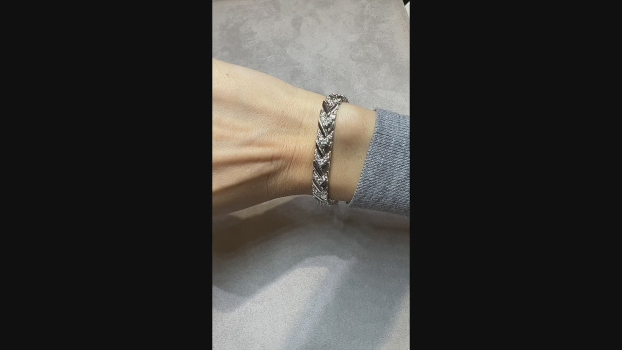 Alternating Diamond Link Bracelet in 14K White Gold – Contemporary Fine Jewelry