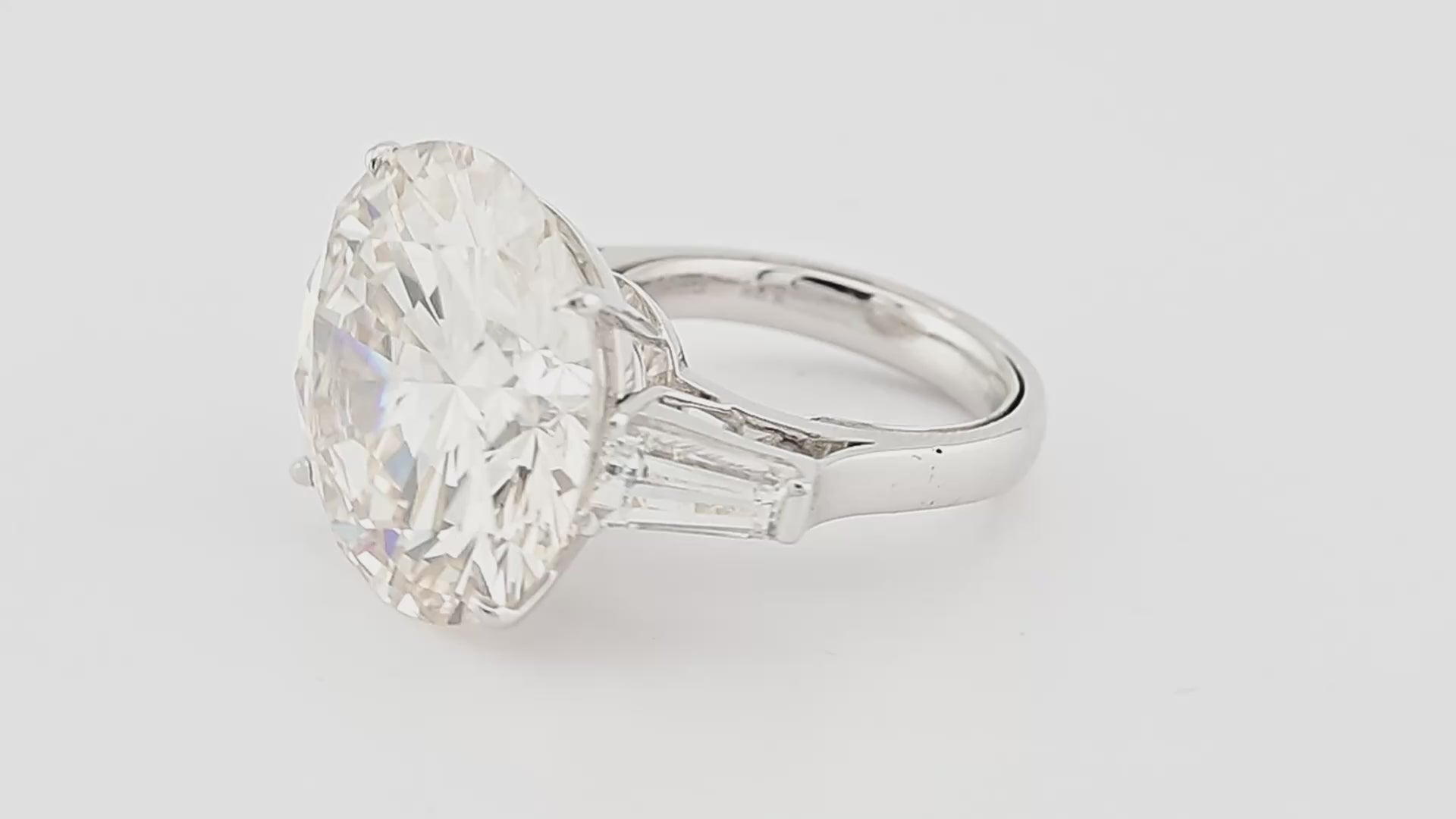 25.56 Carat Round Brilliant Diamond Three-Stone Engagement Ring