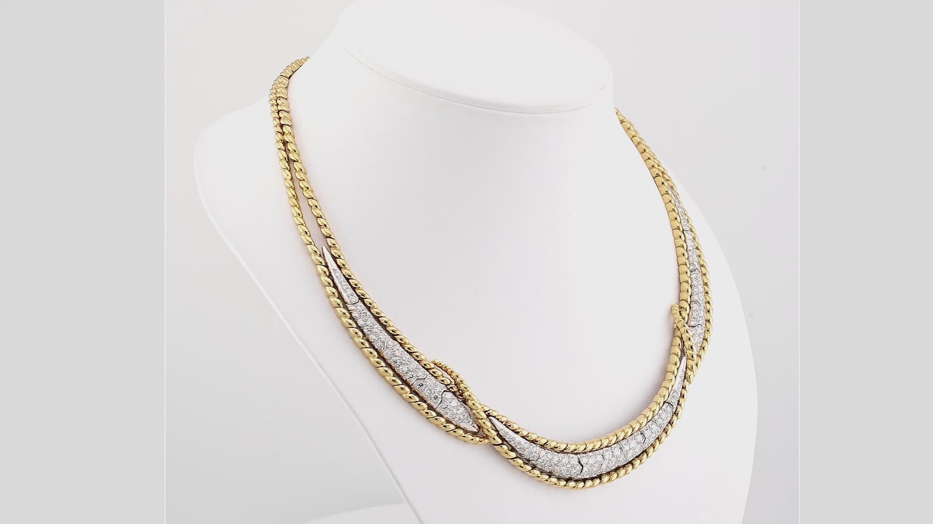 David Webb Diamond 18k Yellow Gold and Platinum Necklace