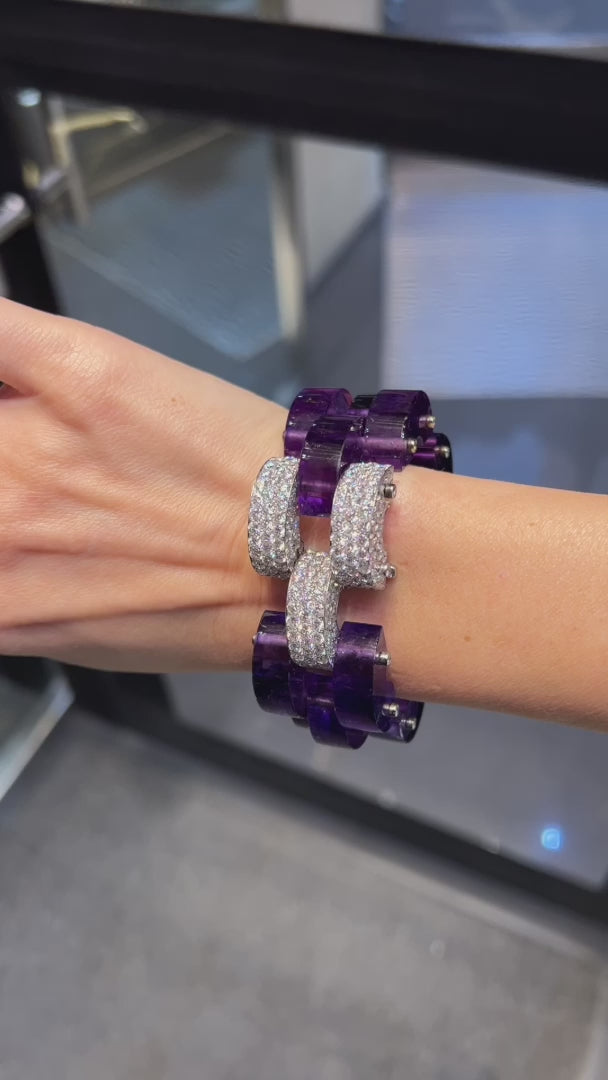 Aletto Brothers Carved Amethyst and Diamond Bracelet