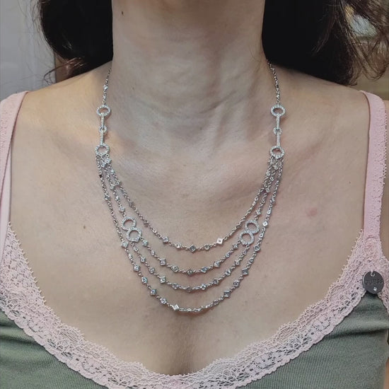 Diamond Multi-Strand Gold Necklace