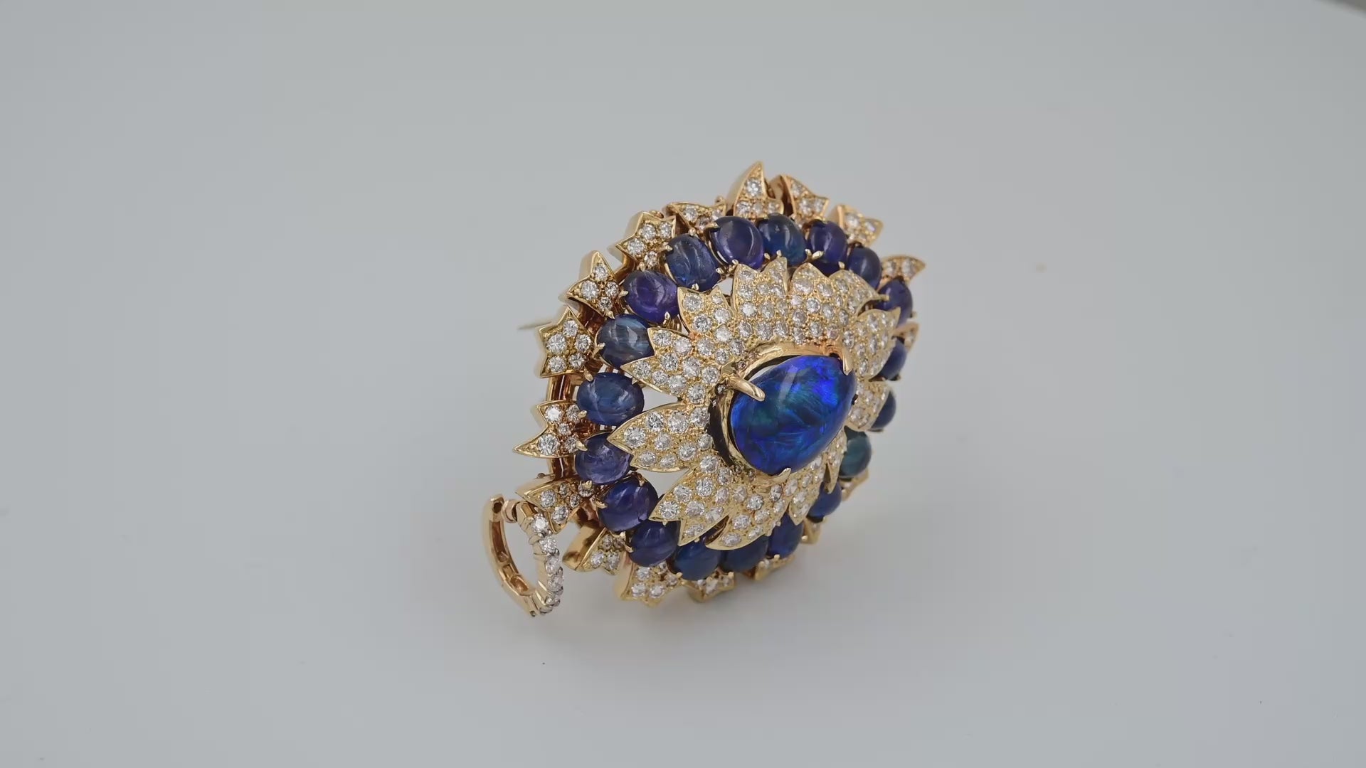 Exquisite David Webb Opal, Diamond, and Sapphire Pendant
