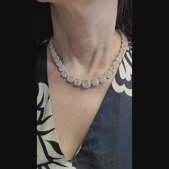 59.66cts Total Yellow & White Diamond Riviera Necklace