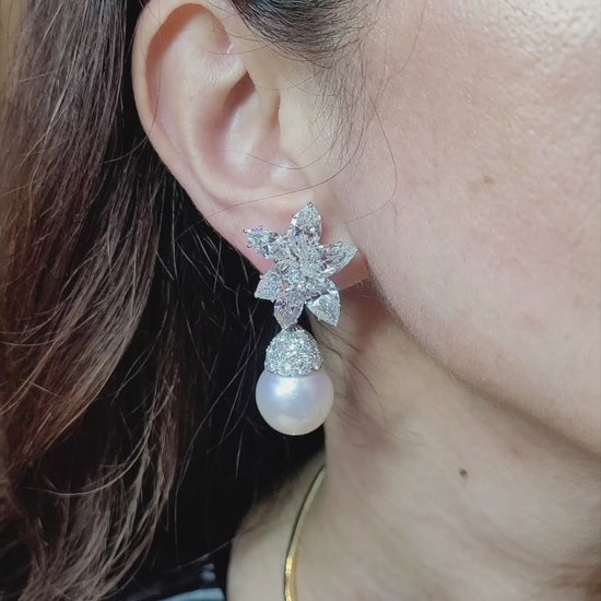 Harry Winston Diamond Pearl Earrings